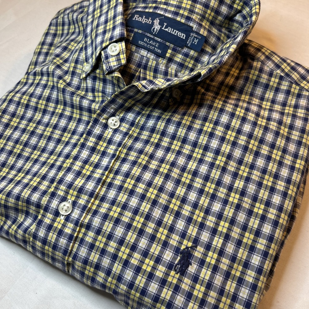 Ralph Lauren Short Sleeve‎ Button Down Size Medium Blake Blue Plaid